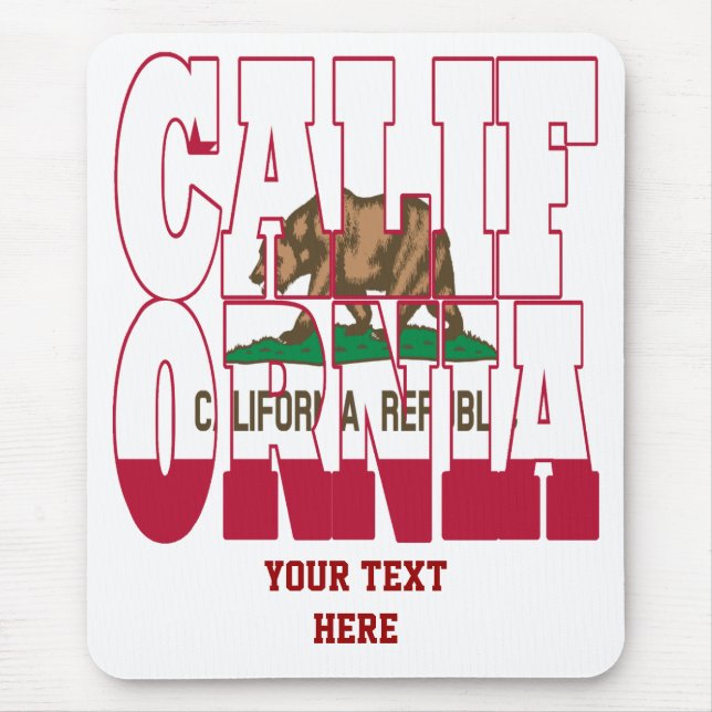 Tapis De Souris Texte du drapeau de l'état de Californie (Devant)