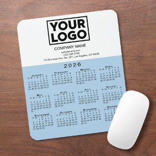Tapis De Souris Texte du logo de la société de calendrier 2026 ble