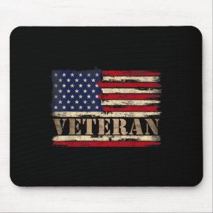 Tapis De Souris Texte Gras Drapeau Usa Fête Des Pères Vétéran Rétr