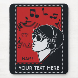 Tapis De Souris Texte personnalisé Art déco Musique mousepad