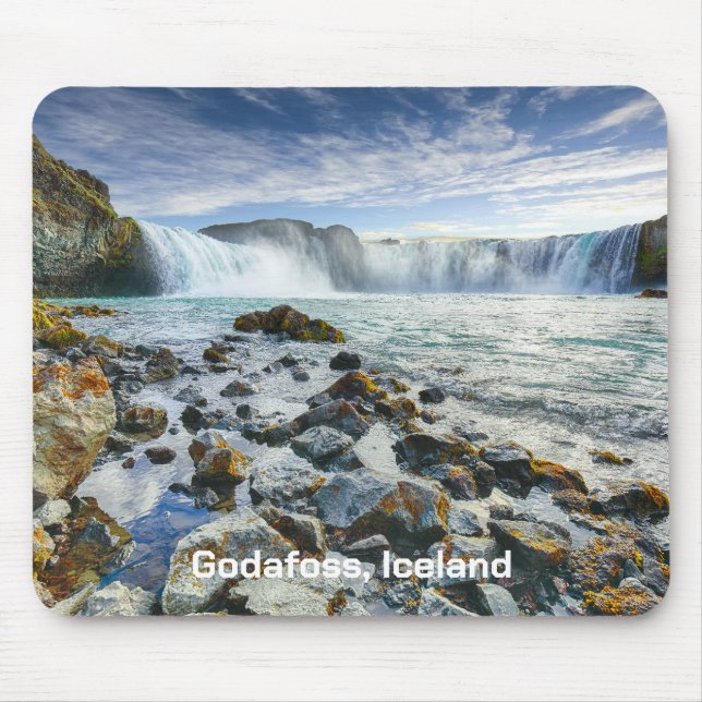 Tapis De Souris Texte Personnalisé Cascades de Godafoss, Islande (Devant)