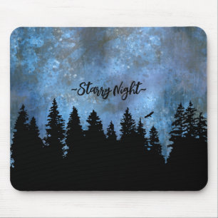 Tapis De Souris Texte personnalisé Forêt de pins Nuit