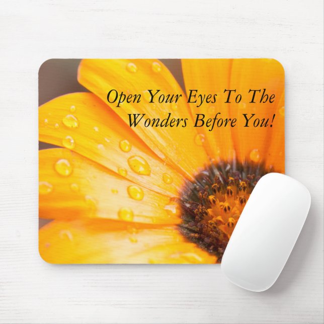 Tapis De Souris Texte Personnalisé Orange African Daisy Photo (Avec souris)