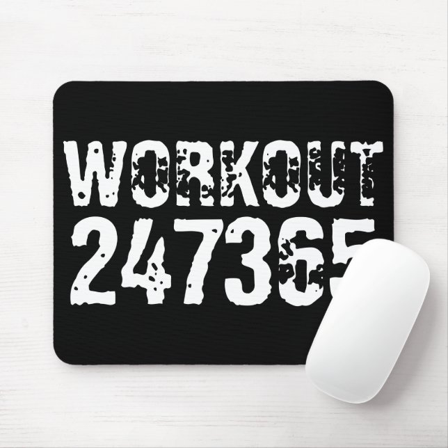 Tapis De Souris Texte usé et rayé Workout 247365 blanc (Avec souris)
