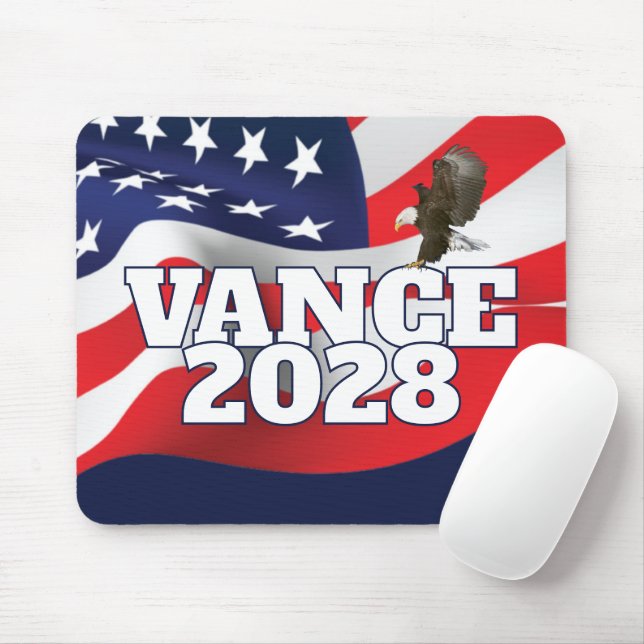 Tapis De Souris Texte Vance 2028 avec drapeau et aigle chauve (Avec souris)