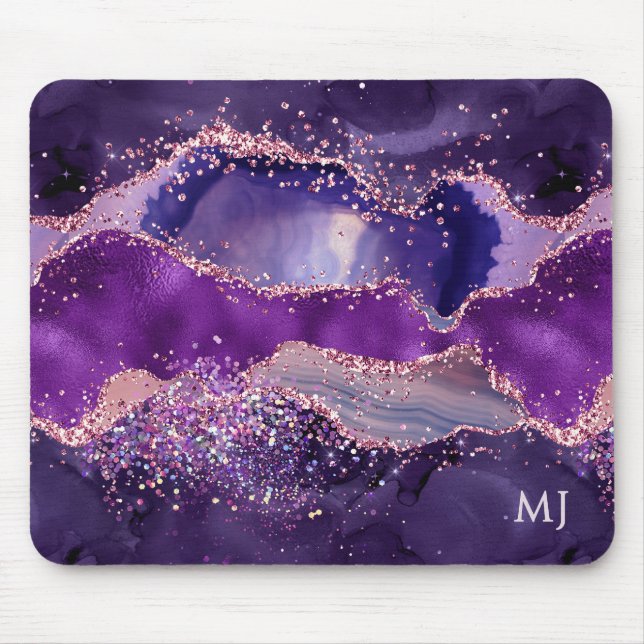 Tapis De Souris Texture d'agate scintillante violette (Devant)