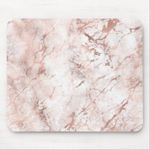 Tapis De Souris Texture de faux marbre or rose blanc rose