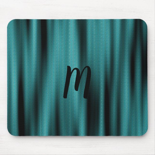Tapis De Souris Texture de feuille bleue Personnaliser le monogram (Devant)