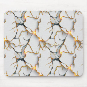 Tapis De Souris Texture de marbre blanc avec veines d'or lumineuse