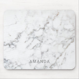 Tapis De Souris Texture de marbre blanc faux semblable & nom perso