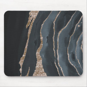 Tapis De Souris Texture de marbre doré noir Cool