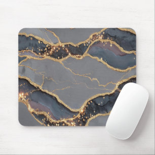 Tapis De Souris Texture de marbre gris foncé de luxe avec veines d