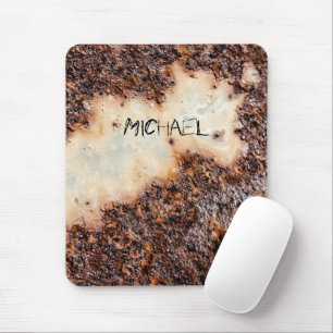 Tapis De Souris Texture de métal rouillé brun cool Votre nom