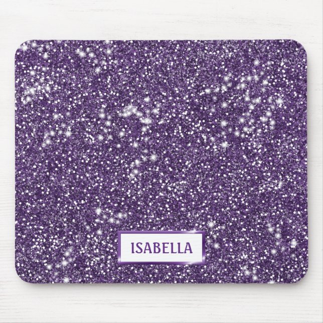 Tapis De Souris Texture de scintillement violet faux avec nom pers (Devant)