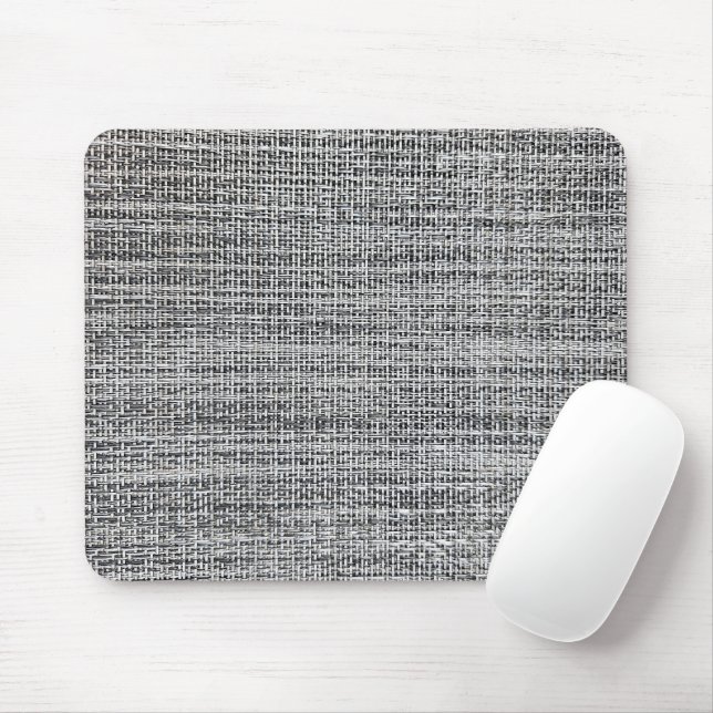 Tapis De Souris Texture de toile en noir et argent (Avec souris)