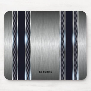 Tapis De Souris Texture géométrique industrielle gris métallique