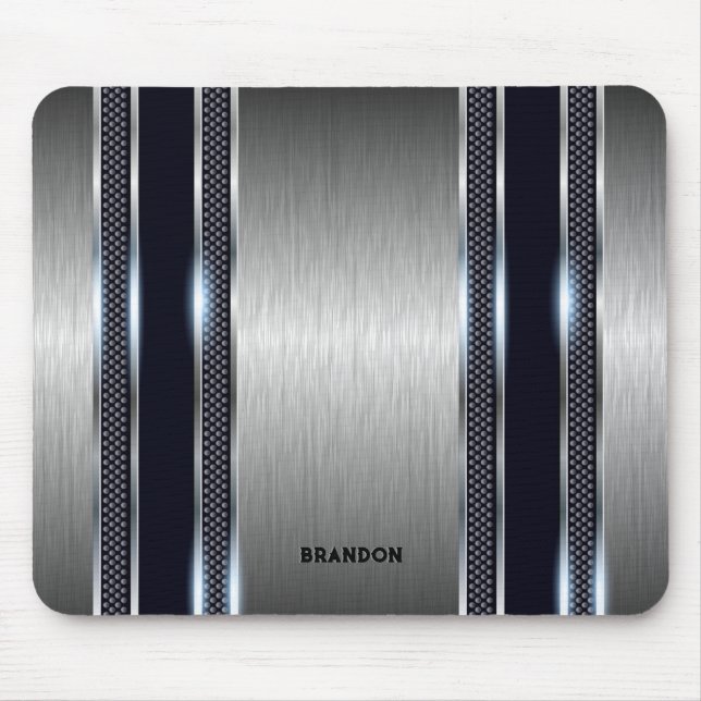 Tapis De Souris Texture géométrique industrielle gris métallique (Devant)