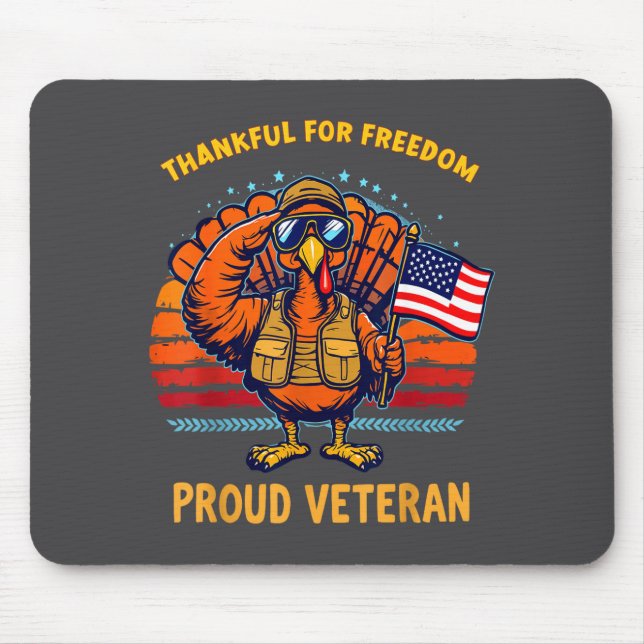 Tapis De Souris Thankful For Dom Proud Veteran Patriotic Thanksgiv (Devant)
