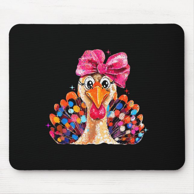 Tapis De Souris Thanksgiving Girls,coquette Turkey Funny Women, Gi (Devant)