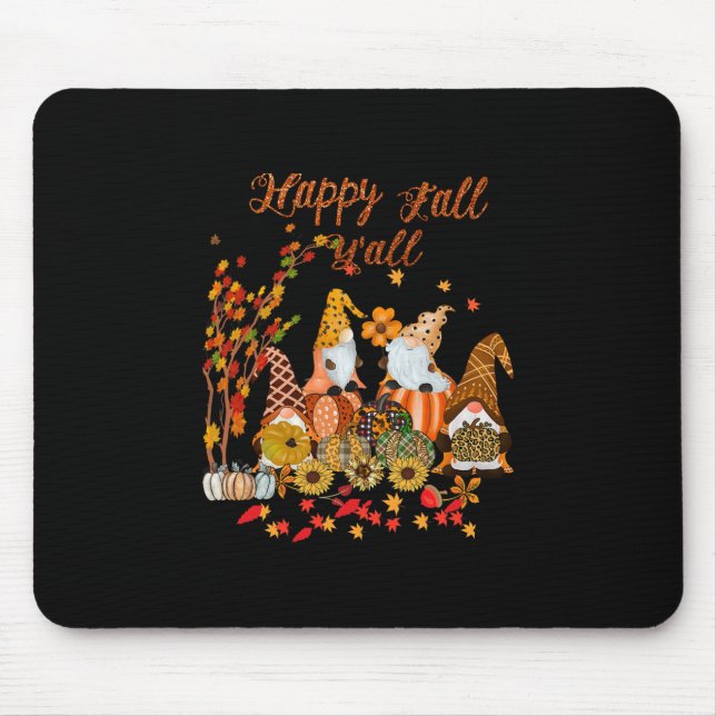 Tapis De Souris Thanksgiving Happy Fall Yall Gnome Leopard (Devant)