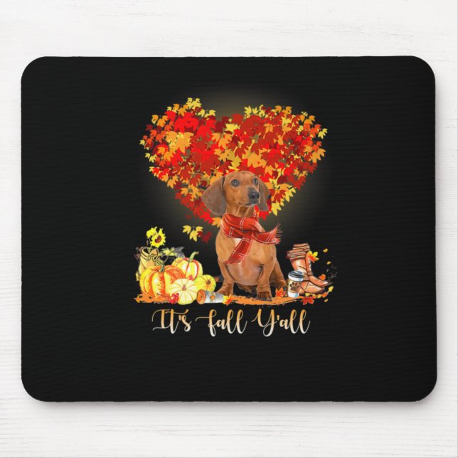 Tapis De Souris Thanksgiving It's Fall Y'all Dachshund (Devant)