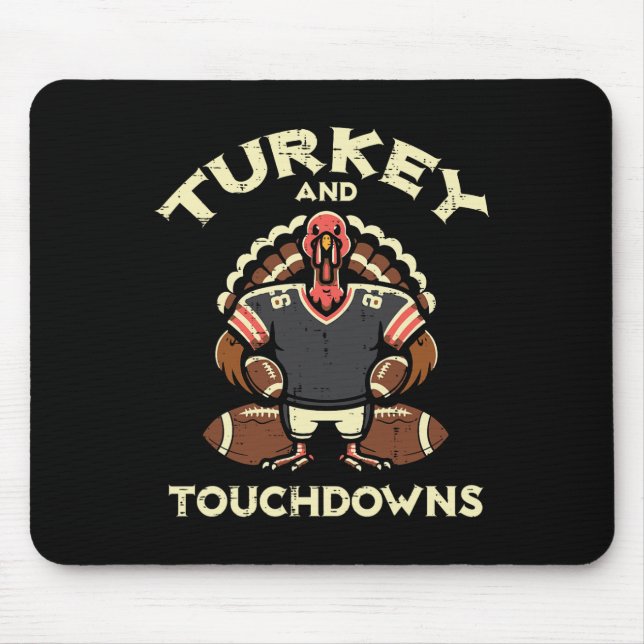 Tapis De Souris Thanksgiving Turkey And Touchdowns Footbyll Men Bo (Devant)
