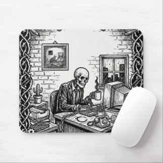 Tapis De Souris The 9 to 5 Tarot Card | Funny Skeleton Corporate 
