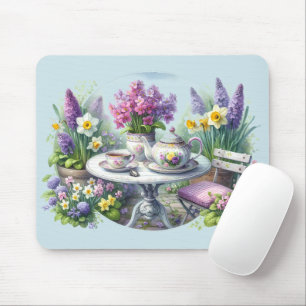 Tapis De Souris Thé à la Fleur Vintage dans le Jardin