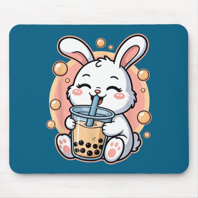 Tapis De Souris Thé aux perles de Bubble Tea Funny Rabbit (Devant)