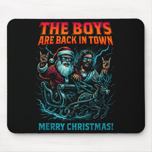 Tapis De Souris The Boys Are Back In Town Christmas Jesus Santa Ro (Devant)