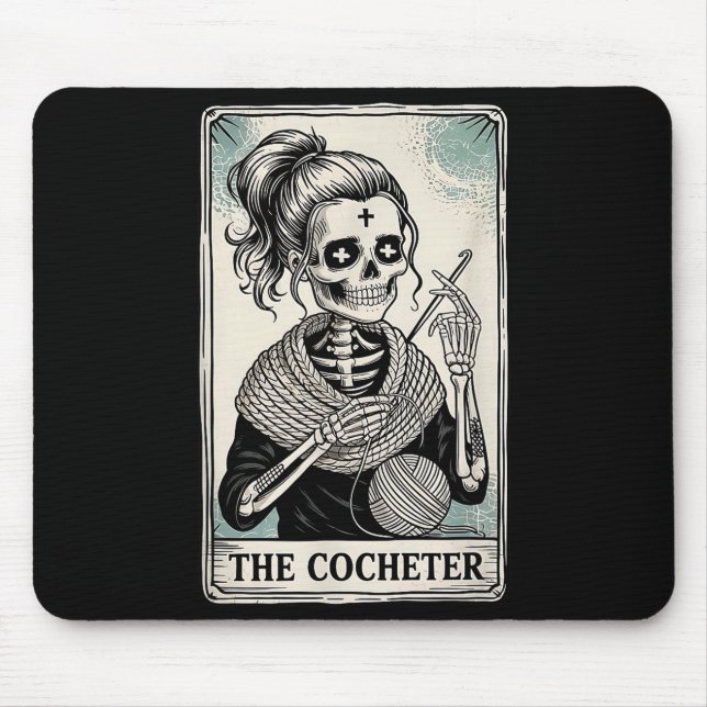 Tapis De Souris The Crocheter Tarot Card Funny Yarn Design  (Devant)