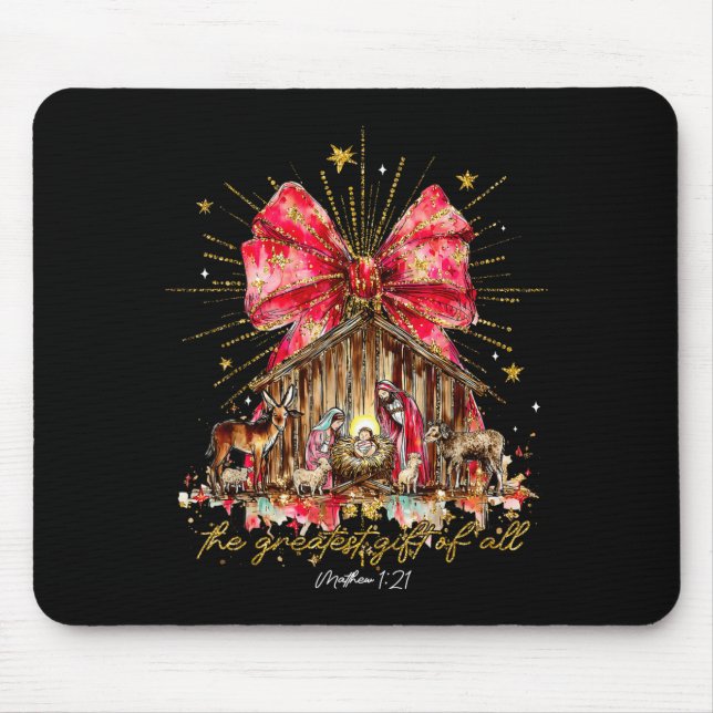 Tapis De Souris The Greatest Gift Of All Jesus Christian Holiday C (Devant)