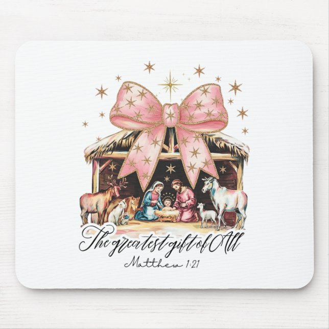 Tapis De Souris The Greatest Gift Of All Nativity Jesus Christian  (Devant)