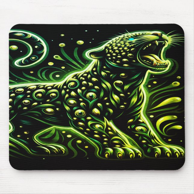 Tapis De Souris The Green Spotted Leopard On a Thick Laptop Tablet (Devant)