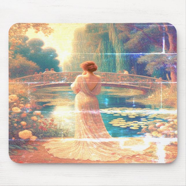 Tapis De Souris The Lady Standing Beside the Lake on a Mousepad (Devant)
