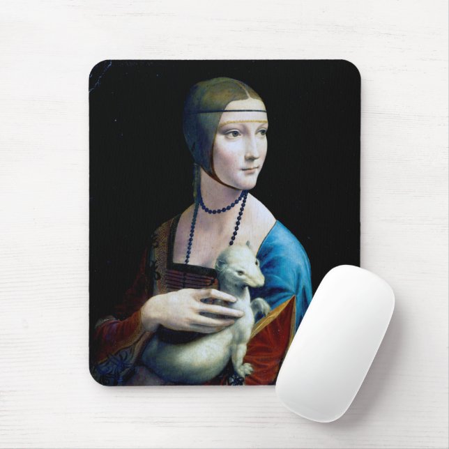 Tapis De Souris The Lady with an Ermine, Leonardo da Vinci (Avec souris)