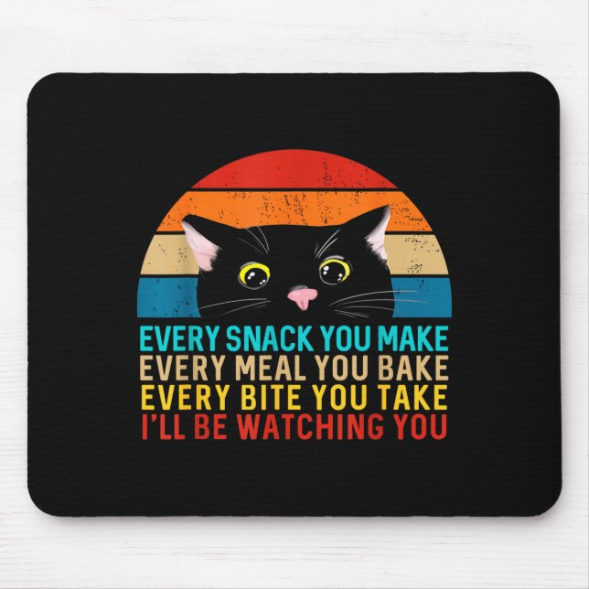 Tapis De Souris Thème Chat Noir Chaque Snack Que Vous Faites Rétro (Devant)