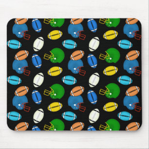 Tapis De Souris Thème de ballons de football et de casques à fond 