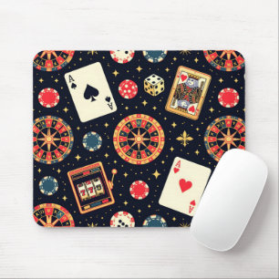 Tapis De Souris Thème de motif de casino sur fond noir