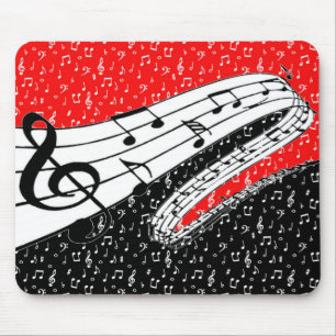 Tapis De Souris Thème de musique rouge et noire