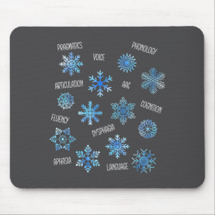 Tapis De Souris Thème de vocabulaire d'hiver flocon de neige ortho