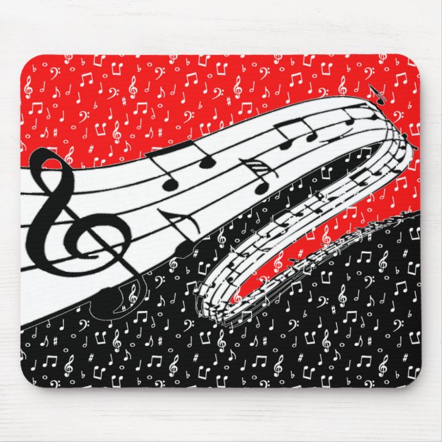 Tapis De Souris Thème musical rouge et noir (Devant)