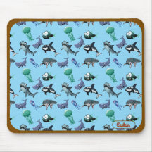 Tapis de souris Thème Océan Poisson et Requin en c