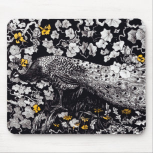 Tapis De Souris Theo Van Hoytema Retro Peacock Clip Art Noir et