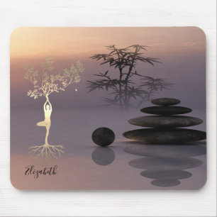Tapis De Souris Thérapeute Zen Stones, Silhouette Arbre Or