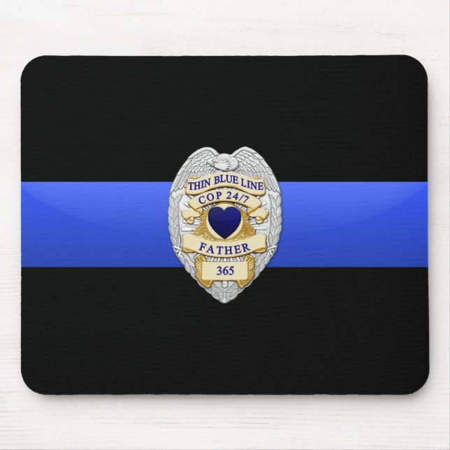 Tapis De Souris Thin Blue Line Flag & Badge (Devant)