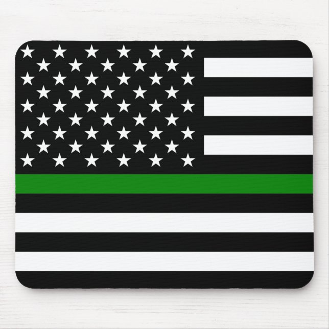 Tapis De Souris Thin Green Line Military & Veterans American Flag (Devant)