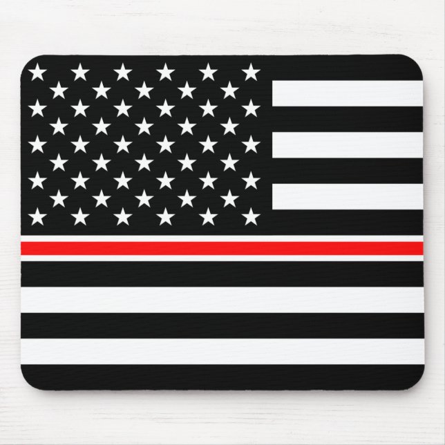 Tapis De Souris Thin Red Line Pompiers Héros Drapeau Américain (Devant)