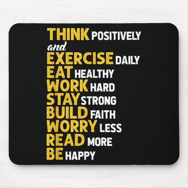 Tapis De Souris Think Sitively Exercise Daily Gym Workout Motivati (Devant)