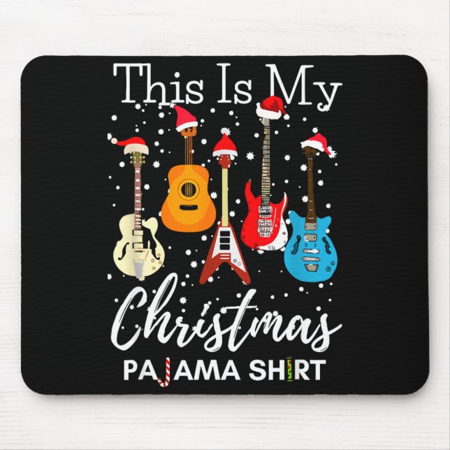 Tapis De Souris This Is My Christmas Pajama Guitar Guitarist Music (Devant)
